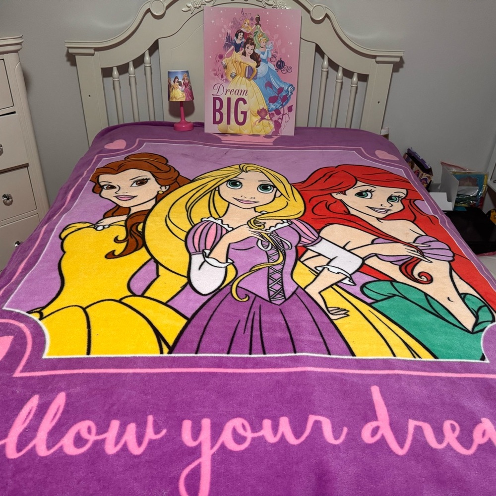 3 Piece Princess Set! Blanket / Throw, Canvas Wall Art & Princess Night Light